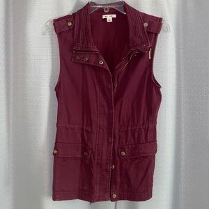 Maroon utility-style vest from Francesca’s